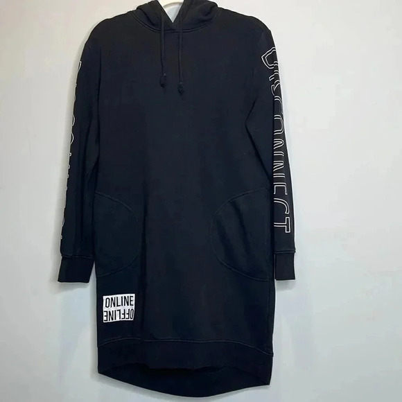 Divided Black Graphic Sweat Shirt Dress - Picture 1 of 9